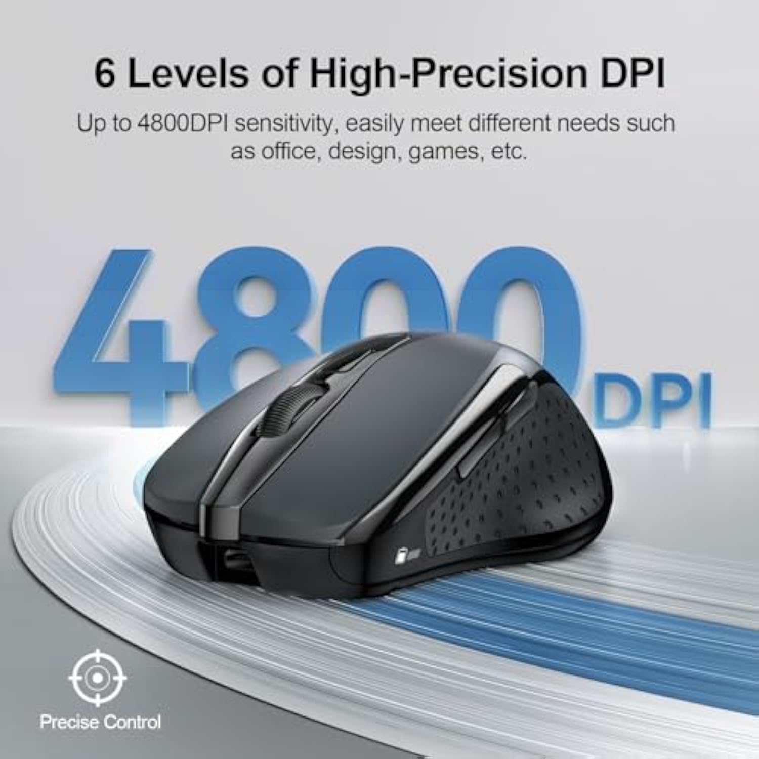 TECKNET Wireless Mouse Rechargeable, 2.4G USB-A Silent Mouse, Quiet Click, 6 Adjustable 4800 DPI, Cordless Computer Mouse