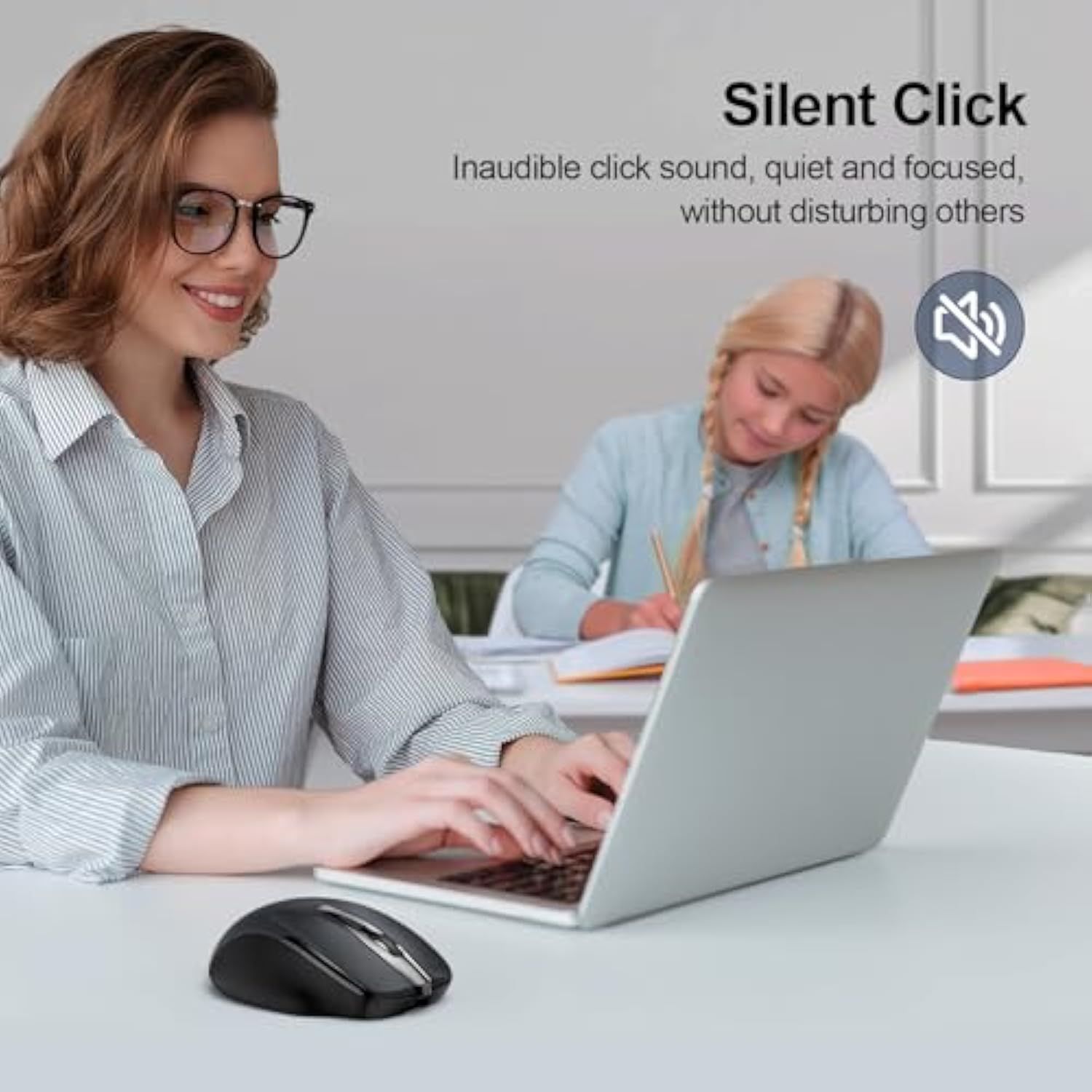 TECKNET Wireless Mouse Rechargeable, 2.4G USB-A Silent Mouse, Quiet Click, 6 Adjustable 4800 DPI, Cordless Computer Mice, Ergonomic Mice for Laptop, 6 Buttons for Chromebook, Ergo Grip