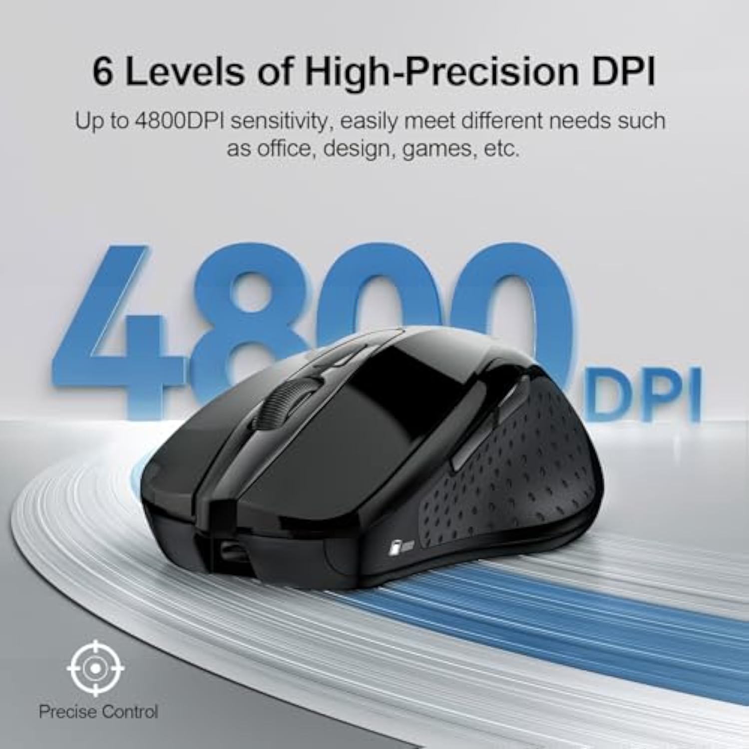 TECKNET Wireless Mouse (BT5.0/3.0 & 2.4G) Rechargeable 4800 DPI Silent USB A & Bluetooth Mouse 6 Buttons, Wide Compatibility