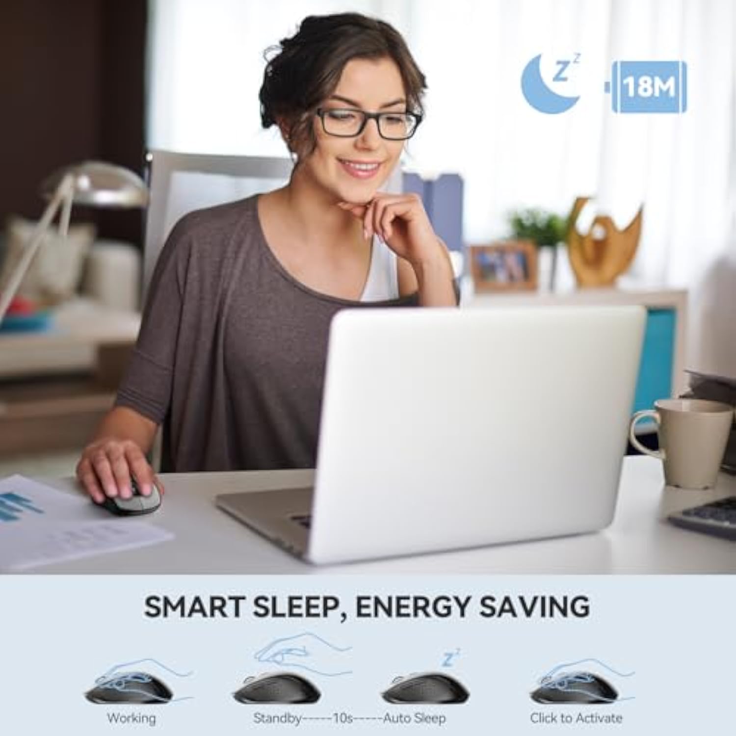 TECKNET Bluetooth Mouse, 4000DPI Wireless Mice for Laptop 2-in-1(BT 5.0/3.0+2.4Ghz) Computer Portable PC Mouse Wireless with USB Receiver for Mac