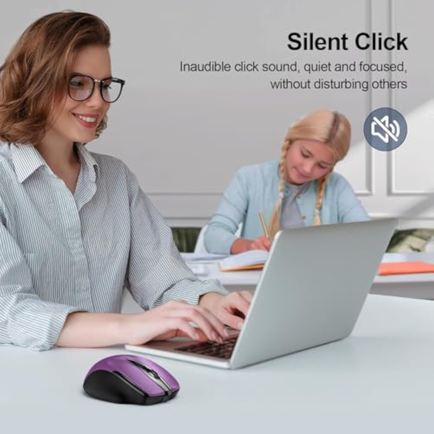 TECKNET Wireless Mouse (2.4G & BT5.0/3.0) Silent 4800 DPI Computer USB A & Bluetooth Mouse 6 Buttons, Wide Compatibility