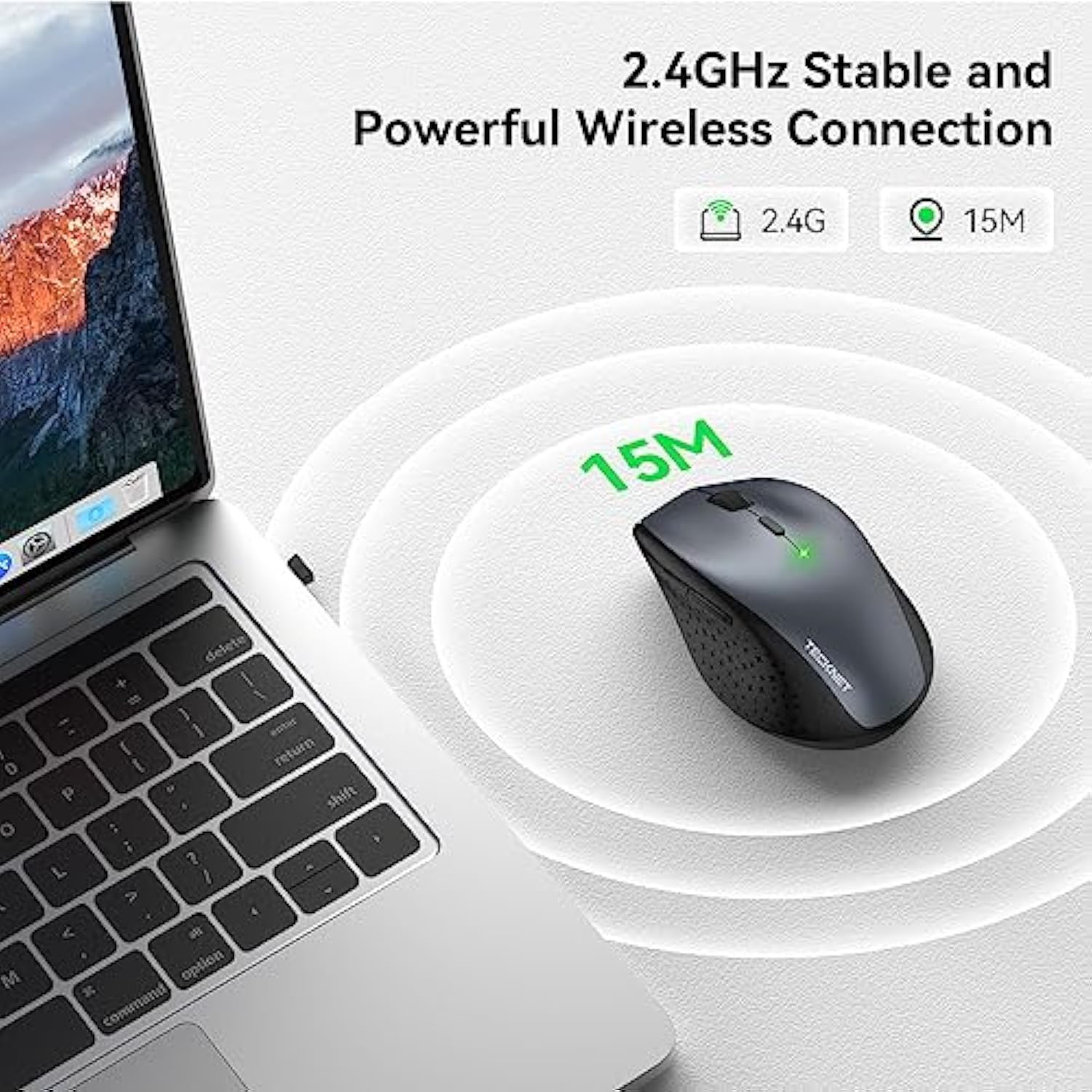TECKNET Wireless Mouse, 2.4G USB Computer Mouse with 6-Level Adjustable 4800 DPI, Silent Quiet Click，30 Months Battery, Ergonomic Grips, 6 Buttons Portable for PC, Chromebook, Mac