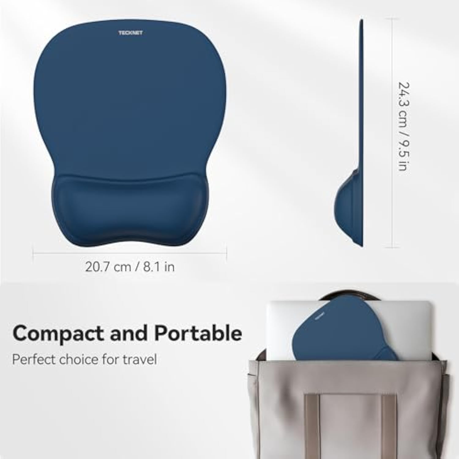 TECKNET Gel Mouse Pad with Wrist Rest, Ergonomic Office Mousepad with Wrist Support - Non-Slip & Smooth Surface Comfortable Desk Accessories Mat for Office, Gaming and Study