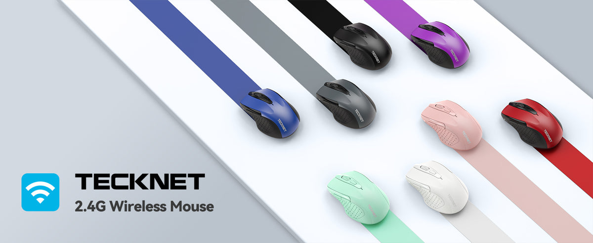 TECKNET Wireless Mouse, 2.4G Ergonomic Optical Mouse 2600 DPI, 5 ...