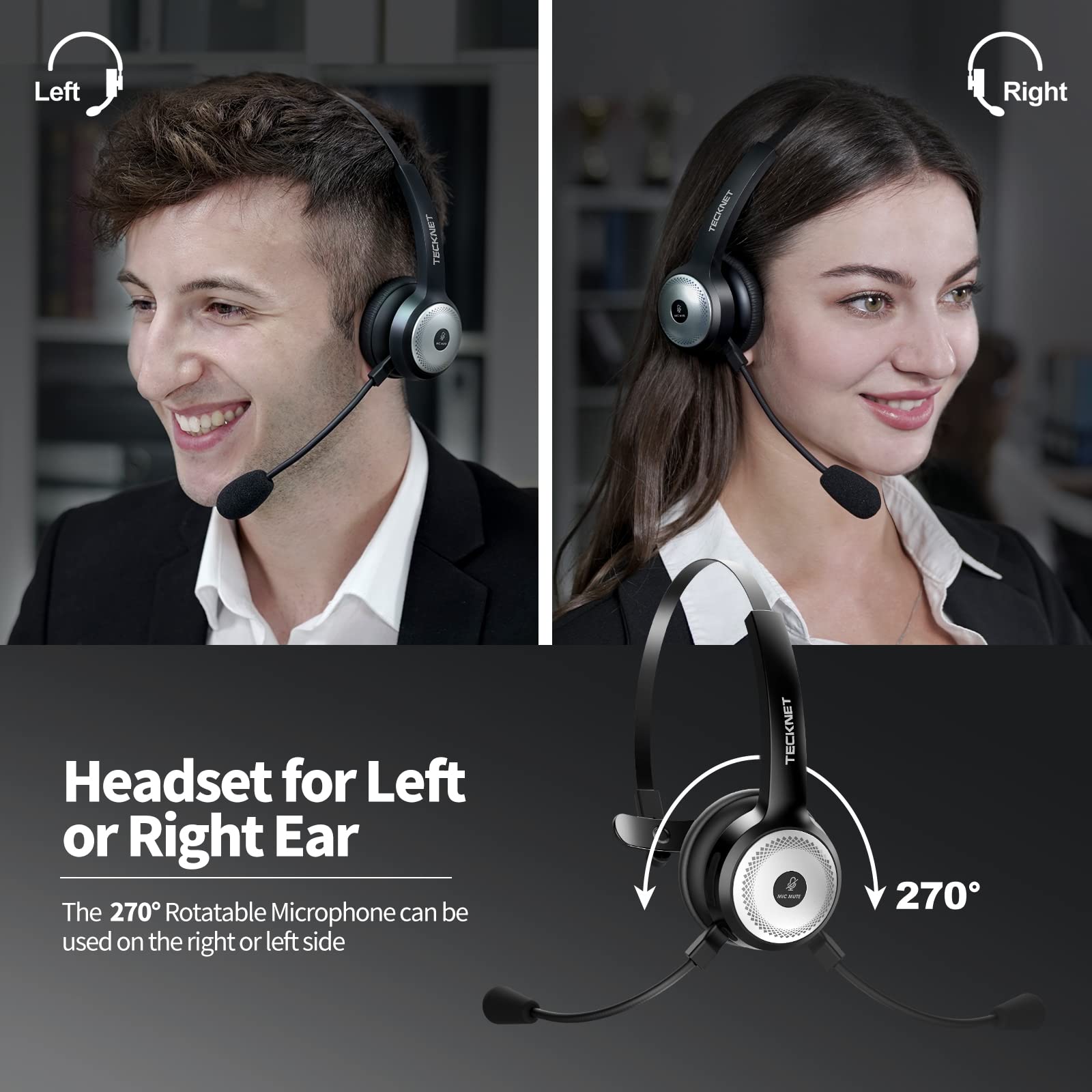 TECKNET Wireless Headset W/ Pogo Charging Dock