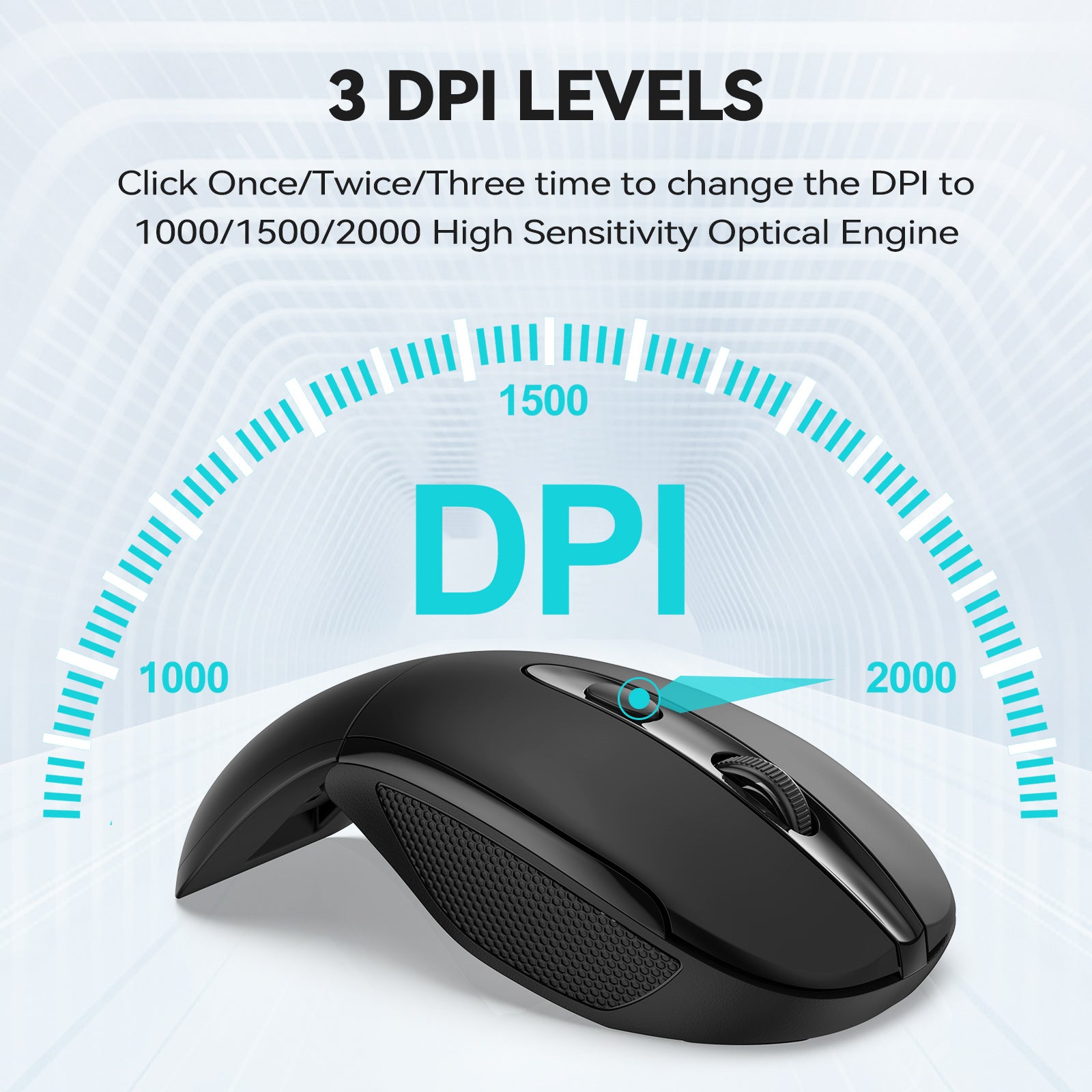 TECKNET Foldable 2.4G 2000 DPI Wireless Mouse