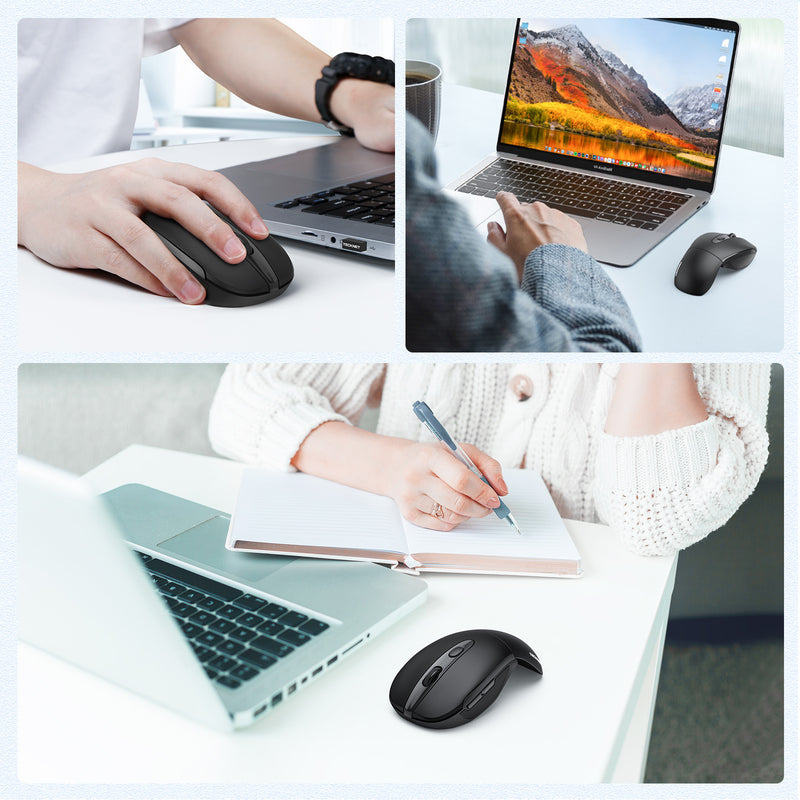TECKNET Folding Wireless Mouse, 2.4G Portable Mouse with USB Receiver
