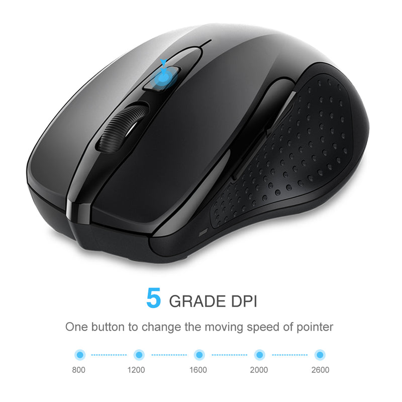 TECKNET Wireless Mouse, 2.4G Ergonomic Optical Mouse, Computer Mouse for  Laptop, PC, Computer, Chromebook, Notebook, 6 Buttons, 24 Months Battery  Life, 2600 DPI, 5 Adjustment Levels 