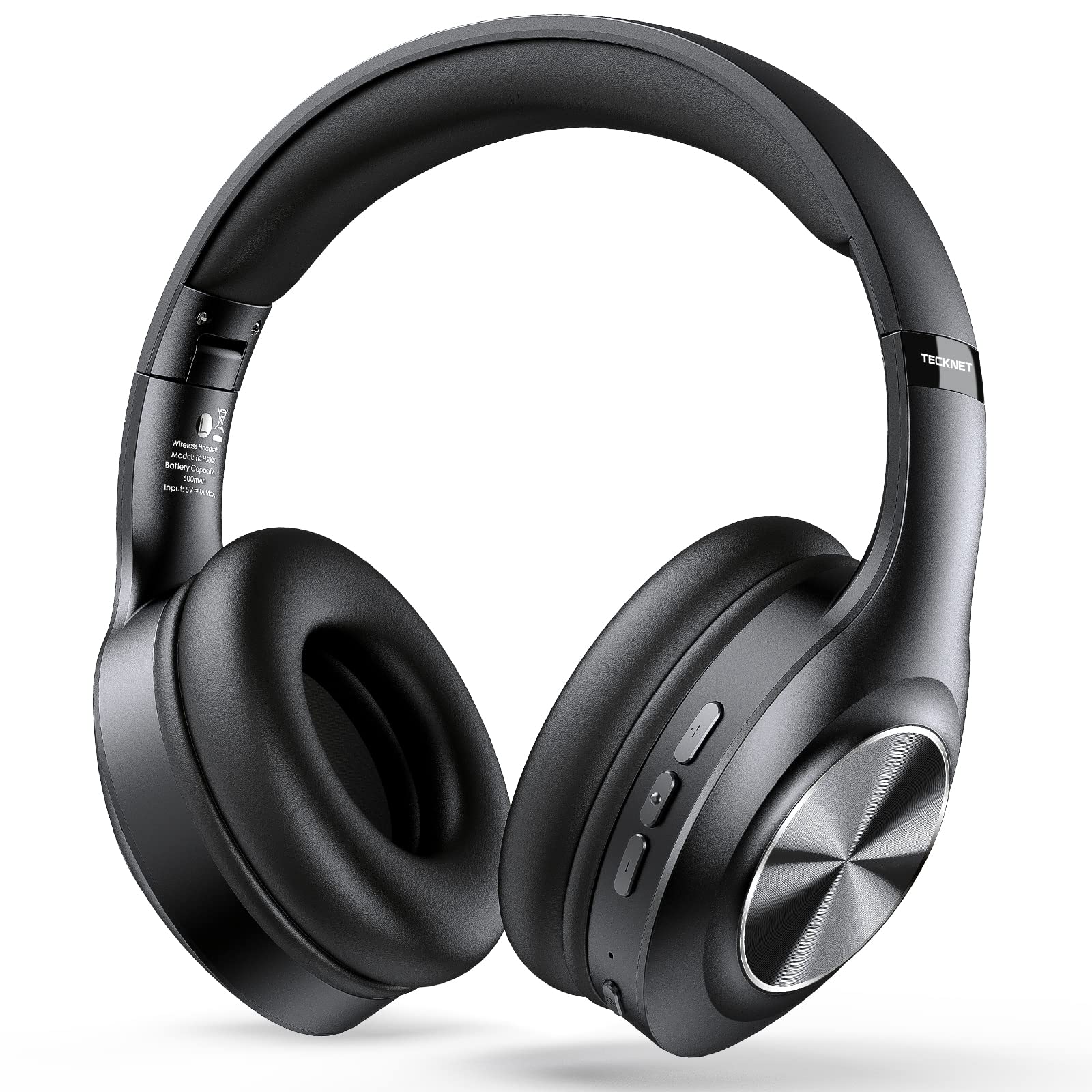 TECKNET Bluetooth Headphones Over-Ear, Bass Enhancement 3 EQ Modes Foldable Wireless Headphones