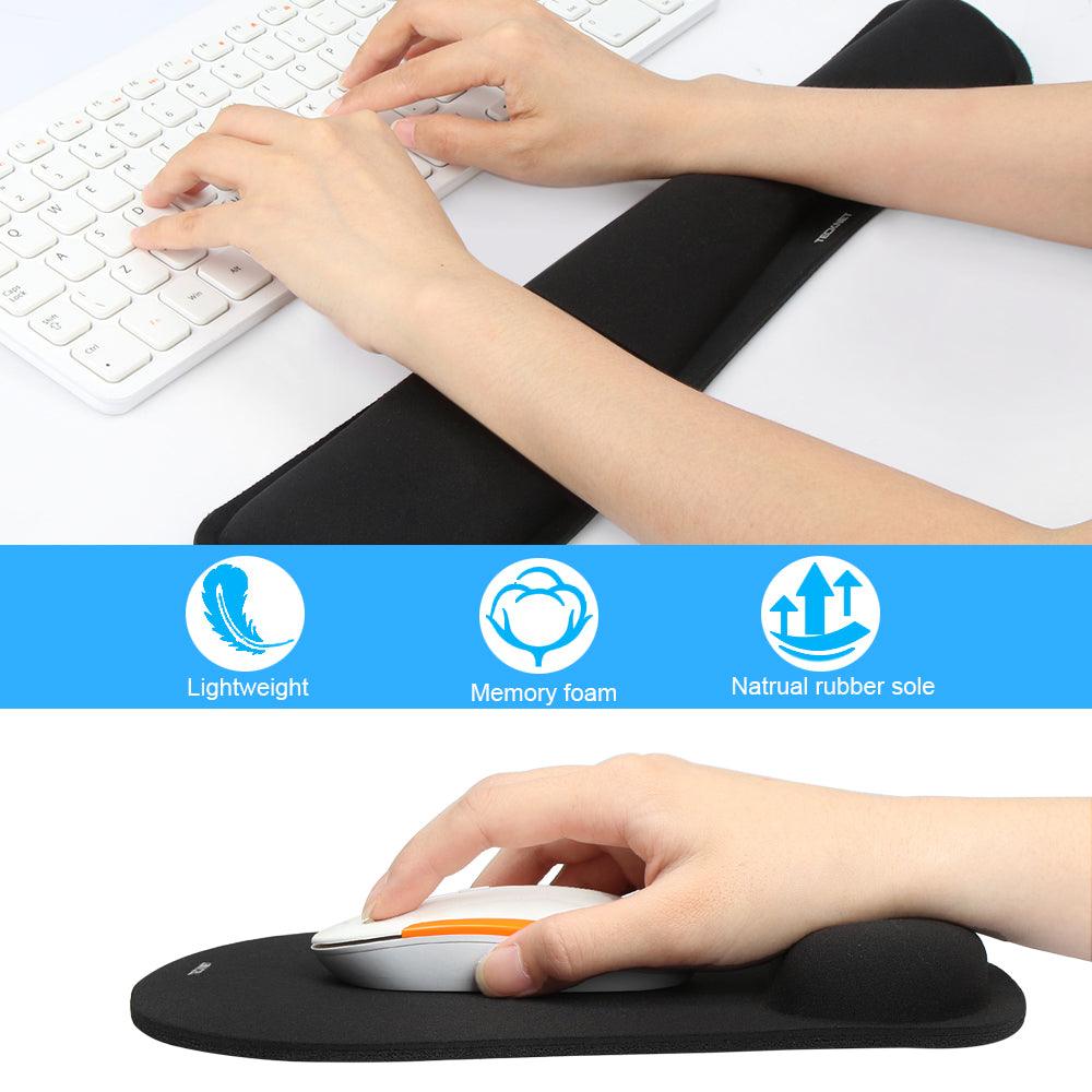 NEX Mouse Pad with Memory Foam Wrist Rest, Non-slip Rubber Base Mouse Mat  for Typist Office (Blue) 