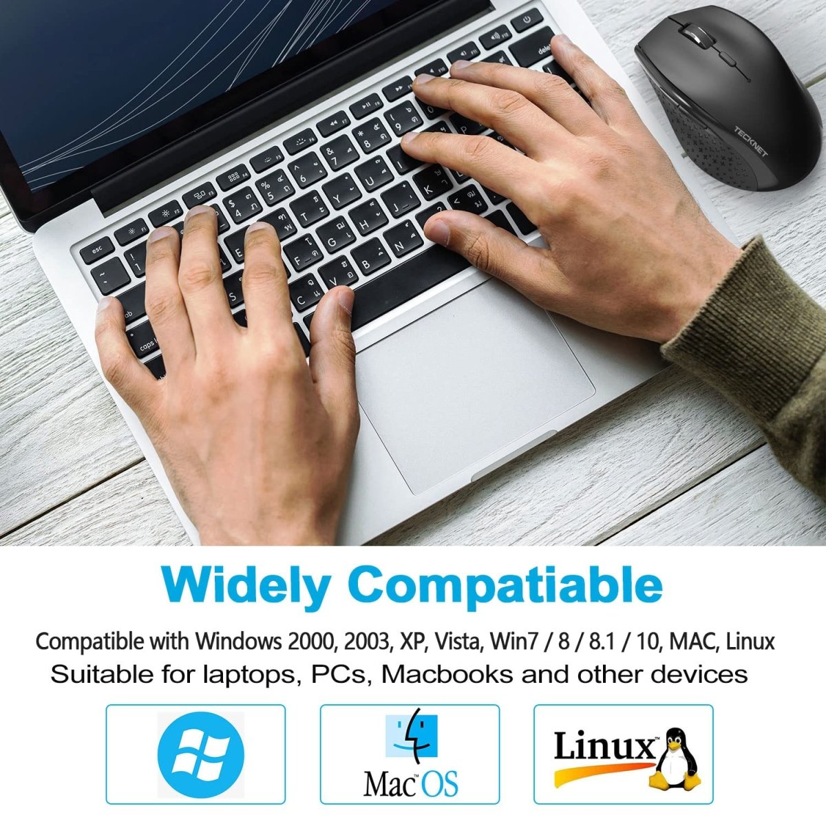 TECKNETTECKNET 2.4G Wireless Mouse 6 - Level 4800 DPI - [Color/Material] [Main Feature] for [Target Device/Scenario]