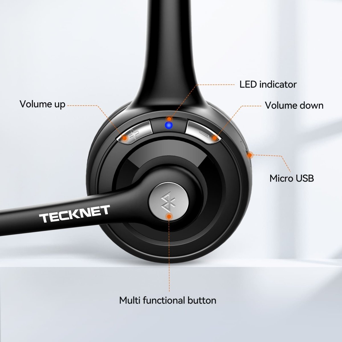 TECKNETTECKNET Lightweight Wireless Headset With Mic - [Color/Material] [Main Feature] for [Target Device/Scenario]