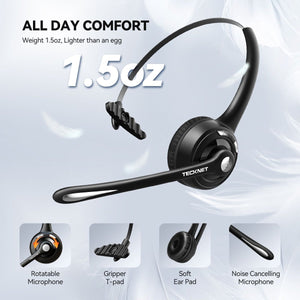 TECKNETTECKNET Lightweight Wireless Headset With Mic - [Color/Material] [Main Feature] for [Target Device/Scenario]