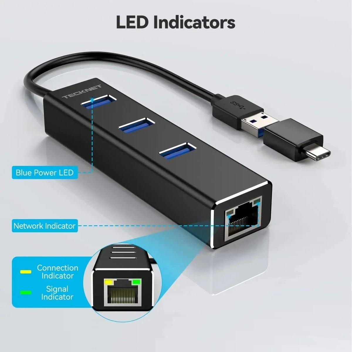 TECKNETTECKNET USB To RJ45 Gigabit Ethernet Adapter - [Color/Material] [Main Feature] for [Target Device/Scenario]