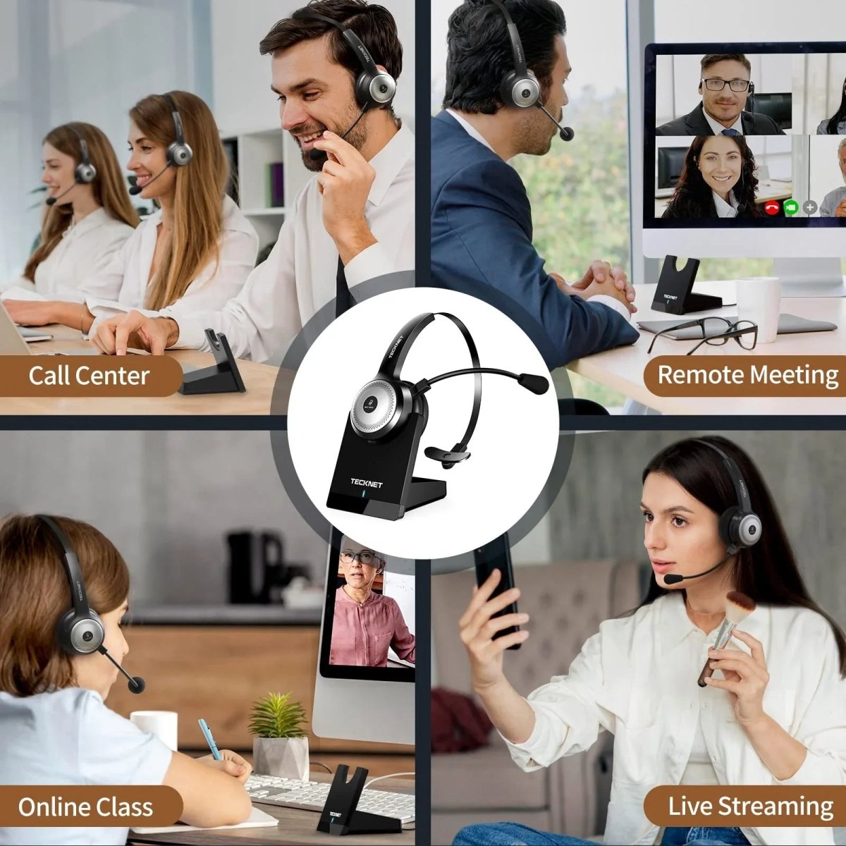 TECKNETTECKNET Wireless Headset W/ Pogo Charging Dock - [Color/Material] [Main Feature] for [Target Device/Scenario]