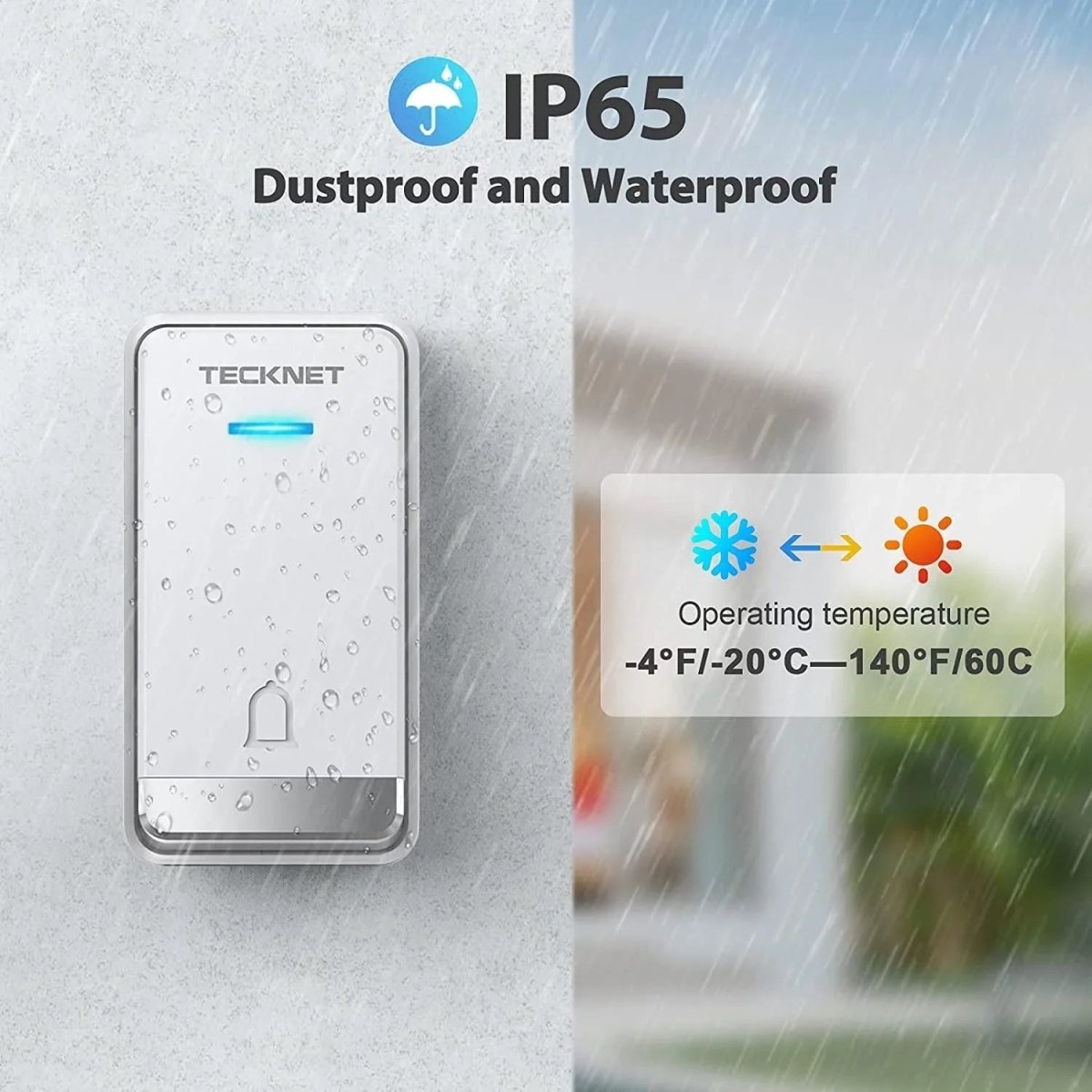 TECKNETTECKNET Wireless Self - Powered Doorbell with Extra Socket - [Color/Material] [Main Feature] for [Target Device/Scenario]